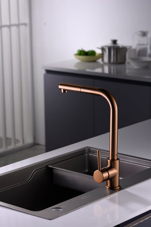 Malta Brushed Rose Gold Kitchen Faucet, view 3