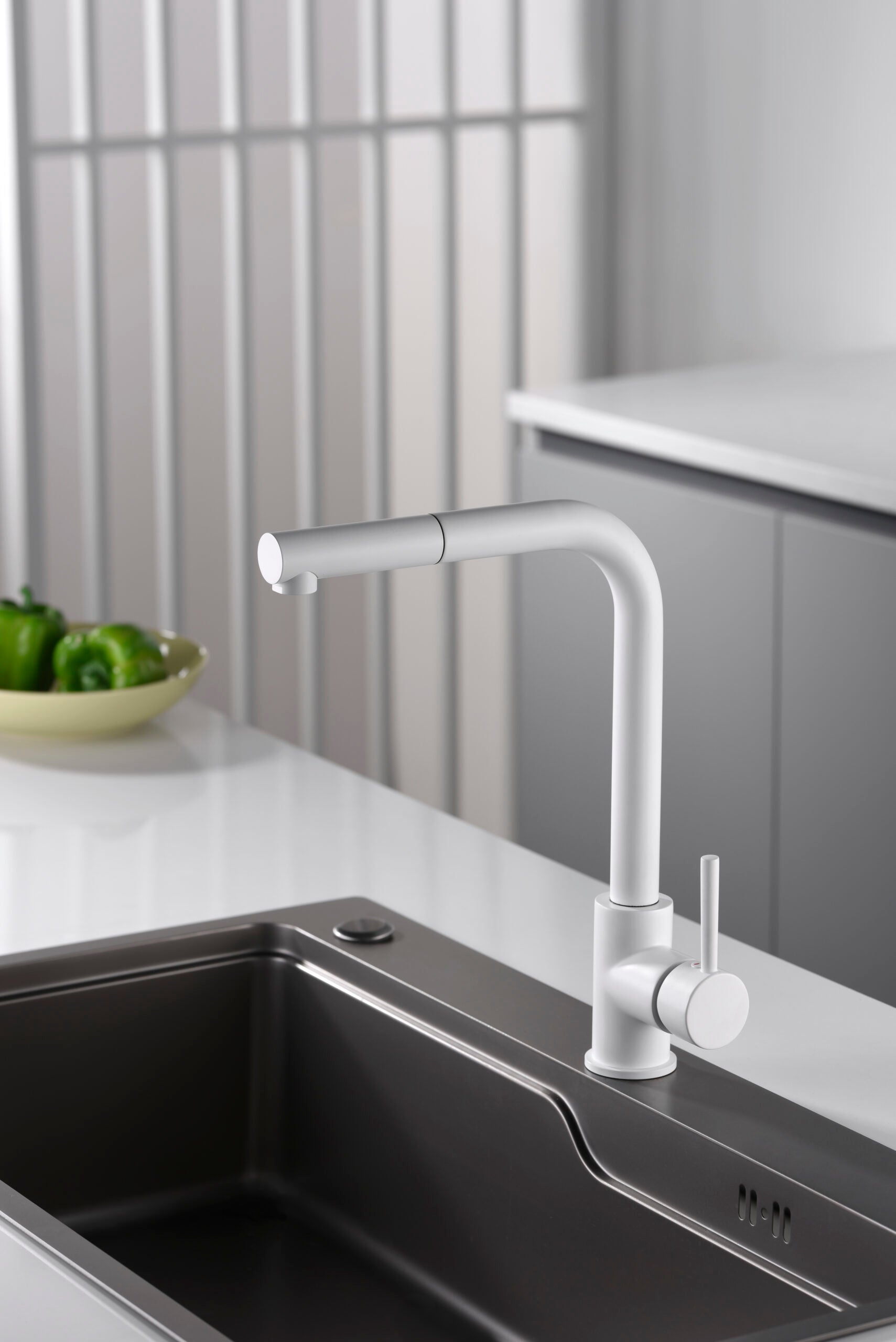 Malta Matte White Kitchen Faucet Modern Design, view 5