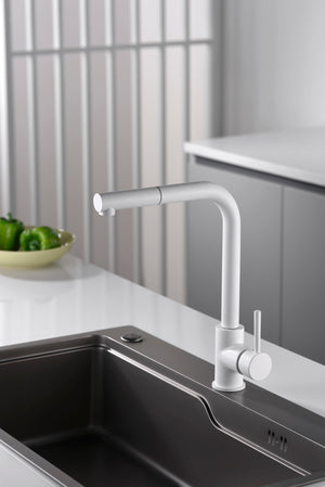 Malta Matte White Kitchen Faucet Modern Design, view 5