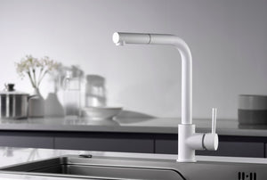 Malta Matte White Kitchen Faucet Modern Design, view 4