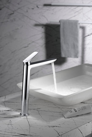 Chrome Single Lever Basin Faucet Modern Tall Design, view 4