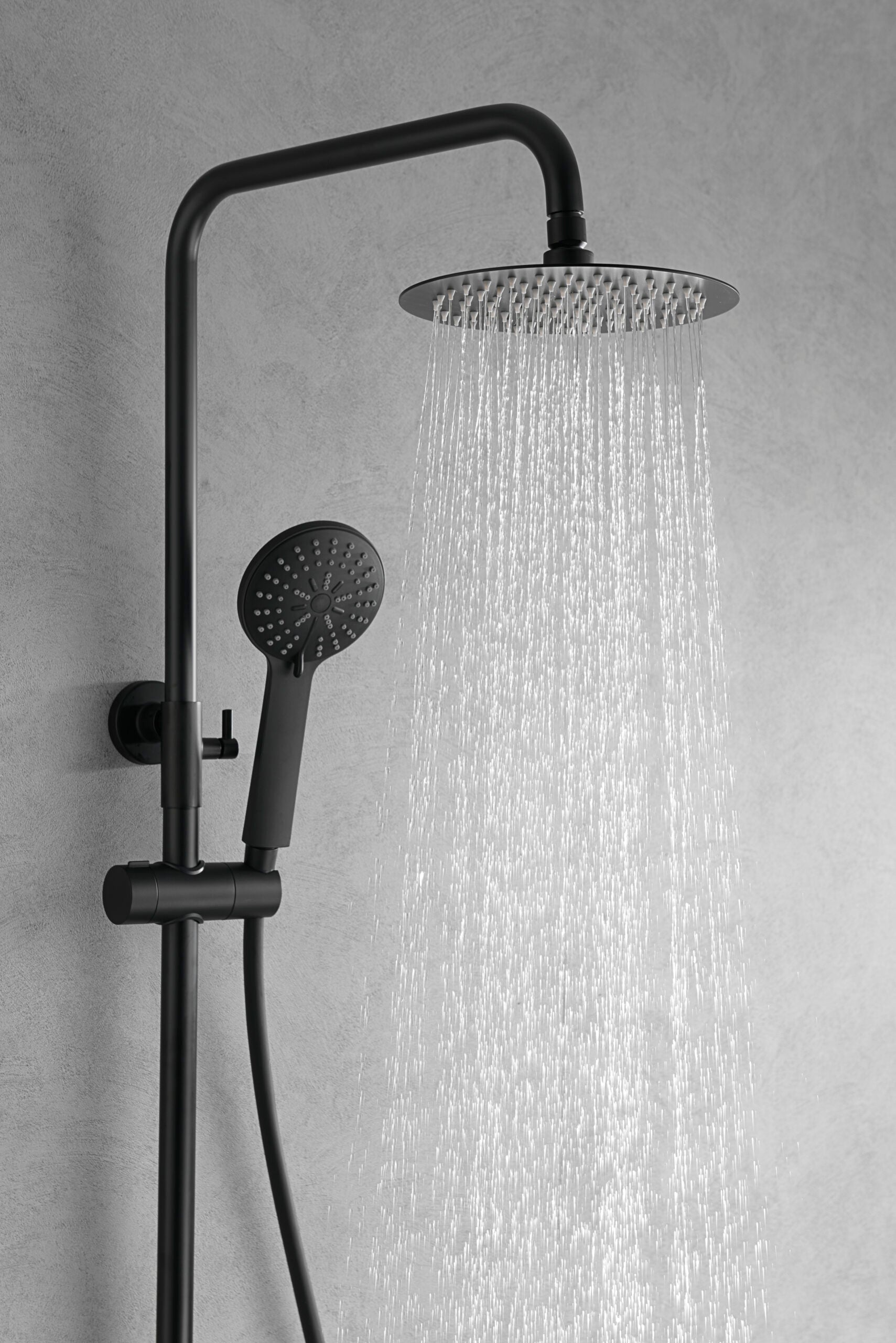Matte Black Single Handle Shower Set Modern Design, view 5