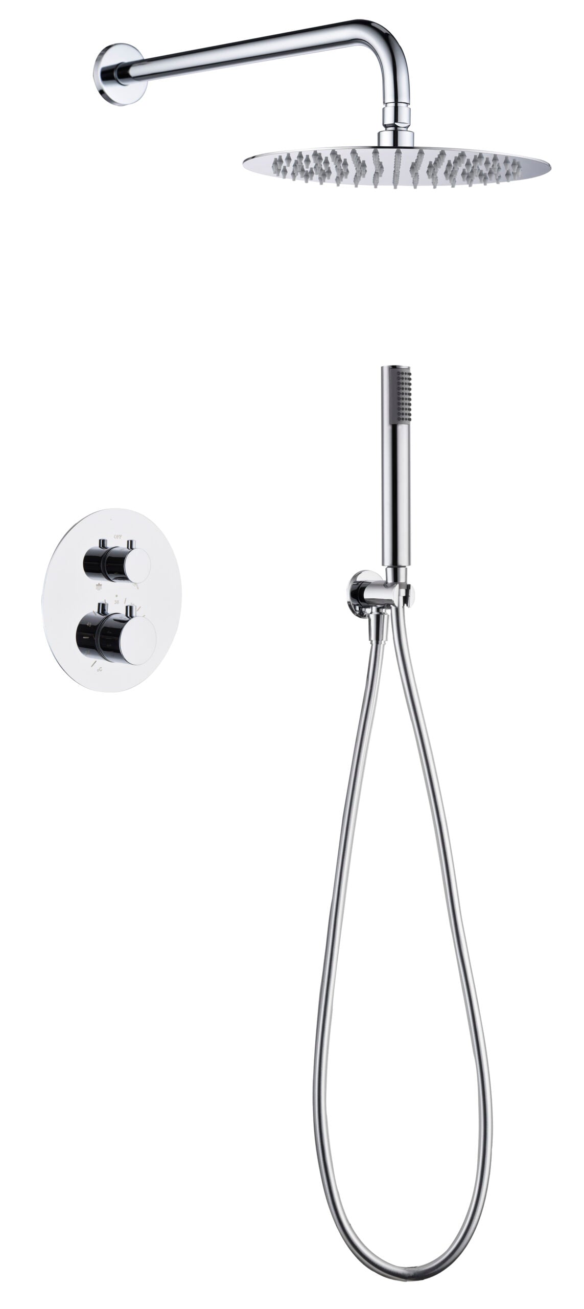 Chrome Thermostatic Shower Set Built-In Installation, view 2