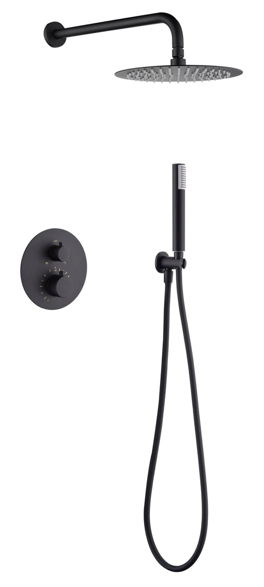 Conjunto Ducha Termostático Empotrado Monza Negro Mate