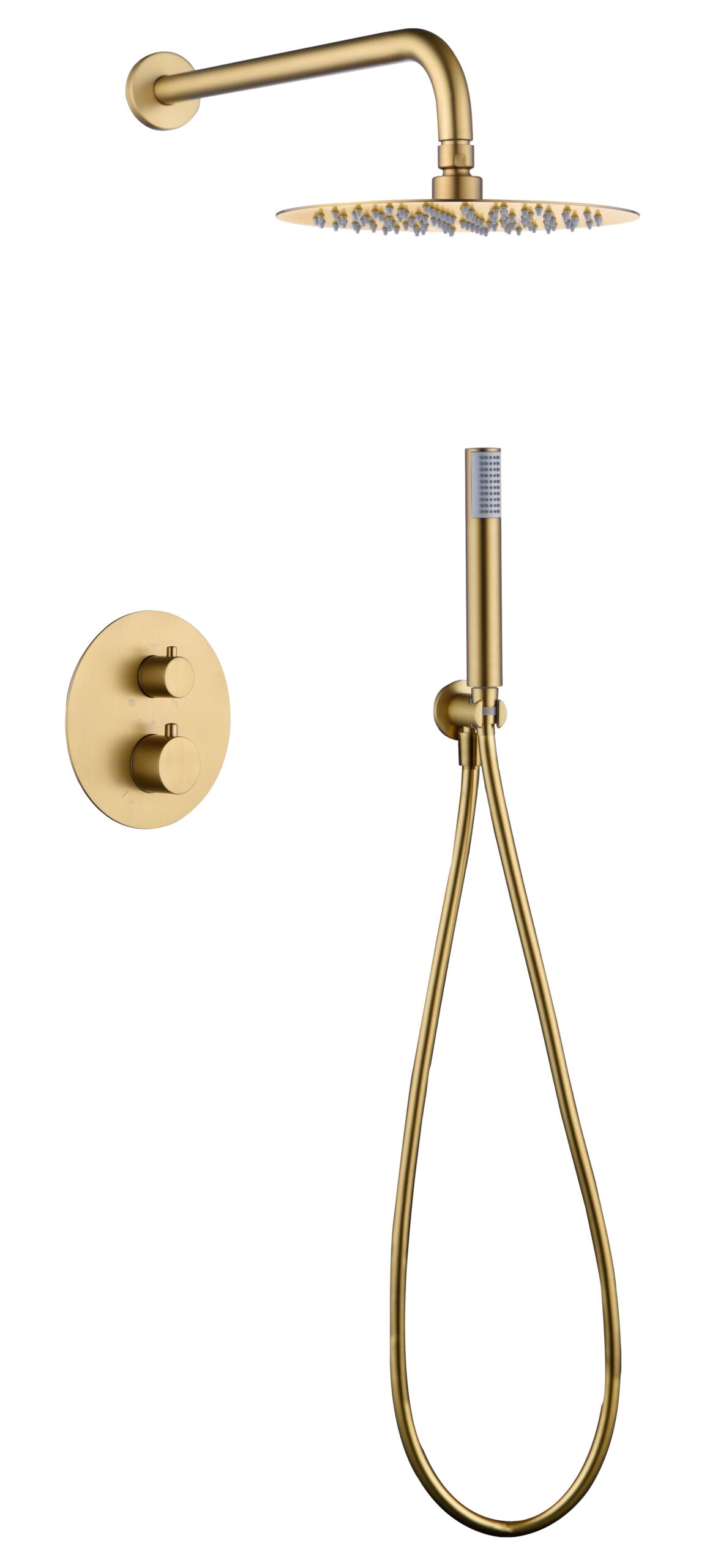 Monza Brushed Gold Built-in Thermostatic Shower Set, view 2