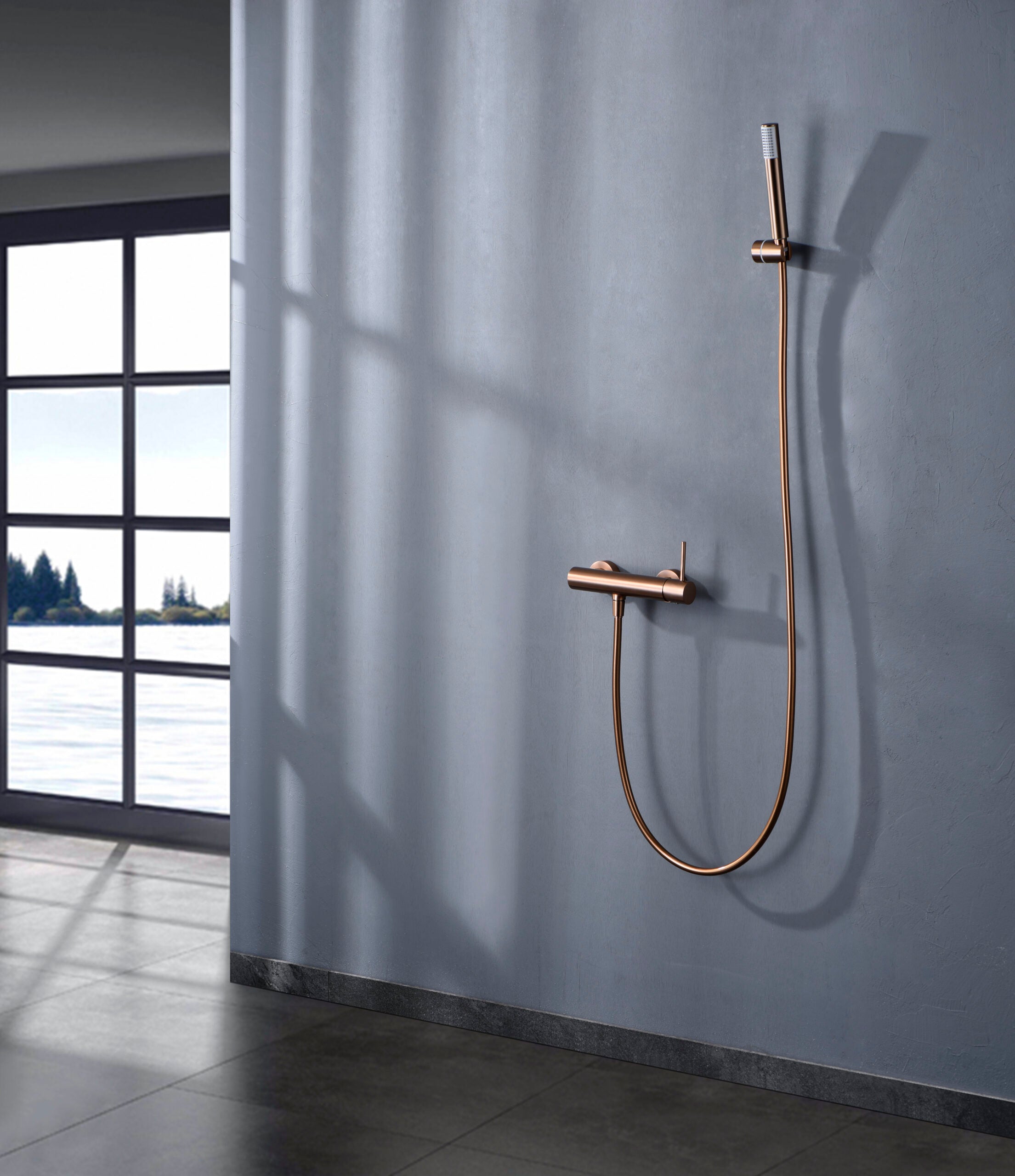 Monza Brushed Rose Gold Shower Kit Single Handle, view 5