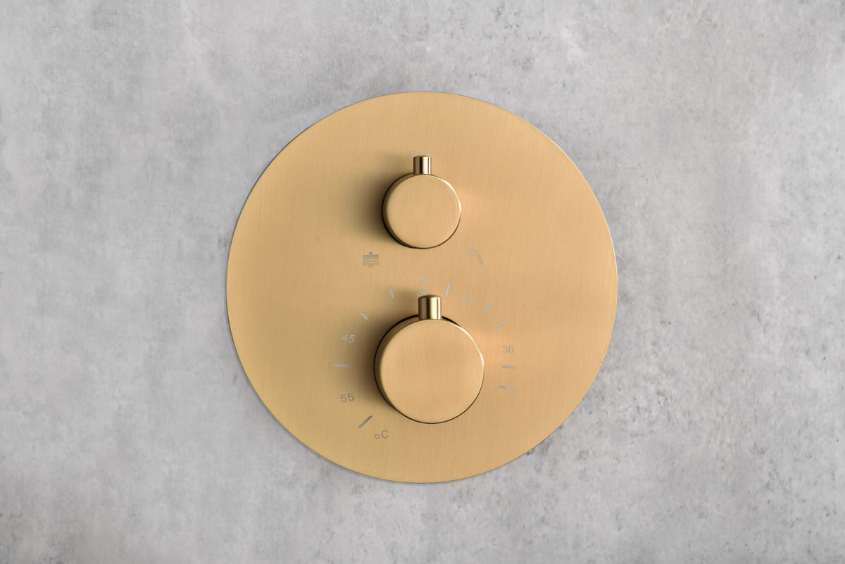 Brushed Gold Thermostatic Shower Set Built-In, view 3