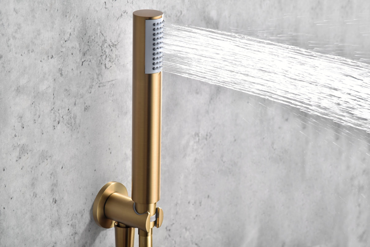 Brushed Gold Thermostatic Shower Set Built-In, view 4