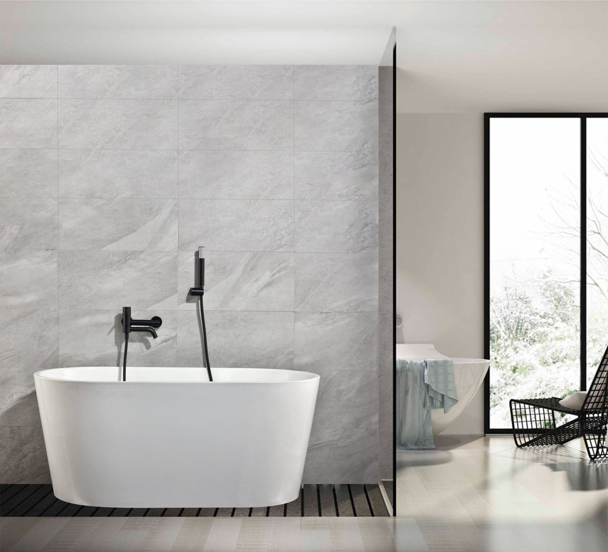 Monza Matte Black Single Lever Bath Shower Mixer Kit, view 3