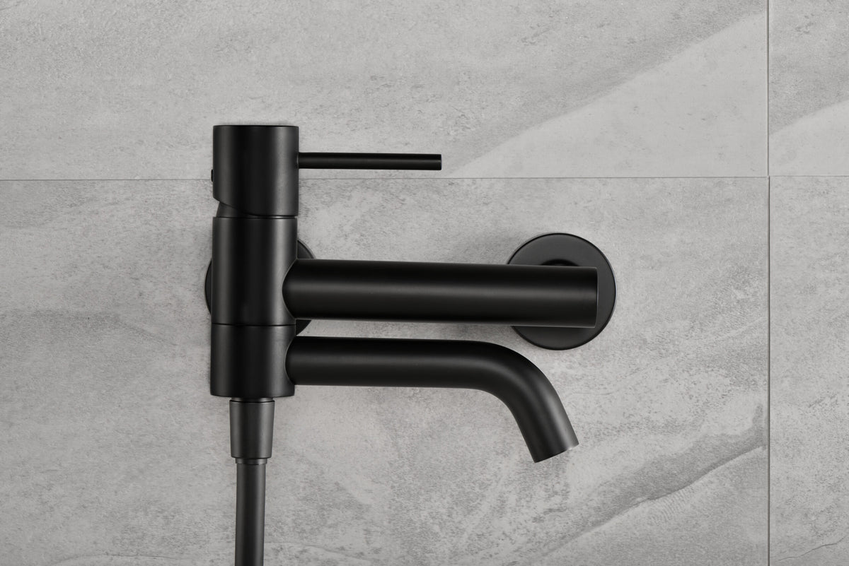 Monza Matte Black Single Lever Bath Shower Mixer Kit, view 4
