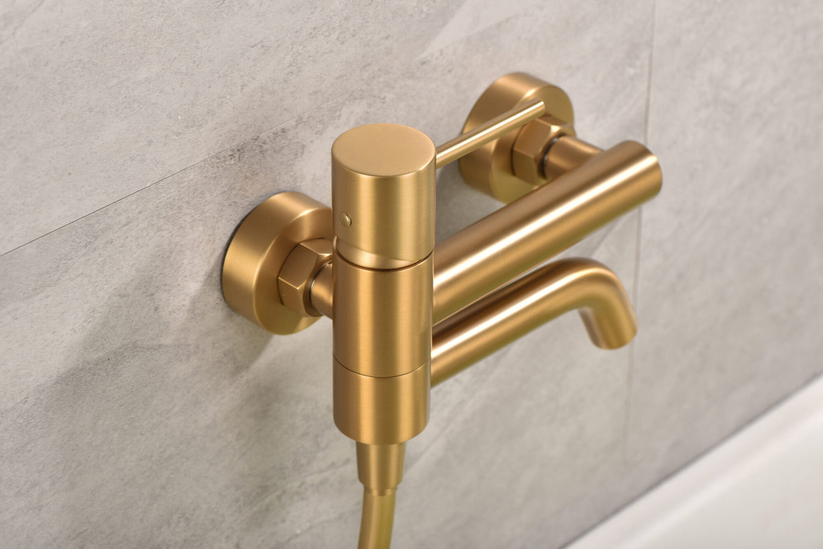 Monza Brushed Gold Single-Handle Shower Mixer Kit, view 4
