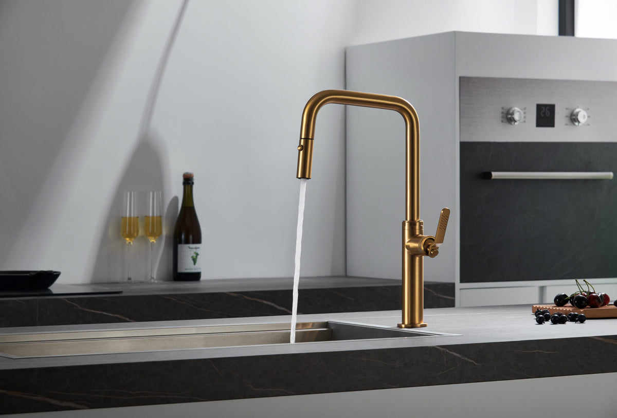 Brushed Gold Kitchen Faucet Modern Contemporary Design, view 3