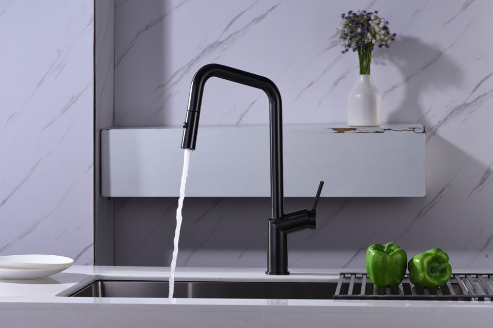 Black Gun Metal Kitchen Faucet Modern Design, view 4