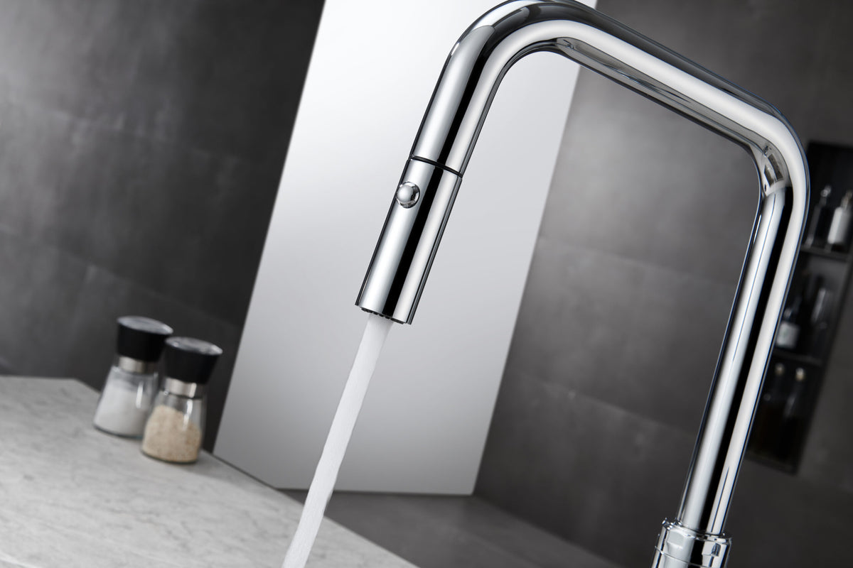 Niza Chrome Kitchen Faucet Modern Minimalist Design, view 4