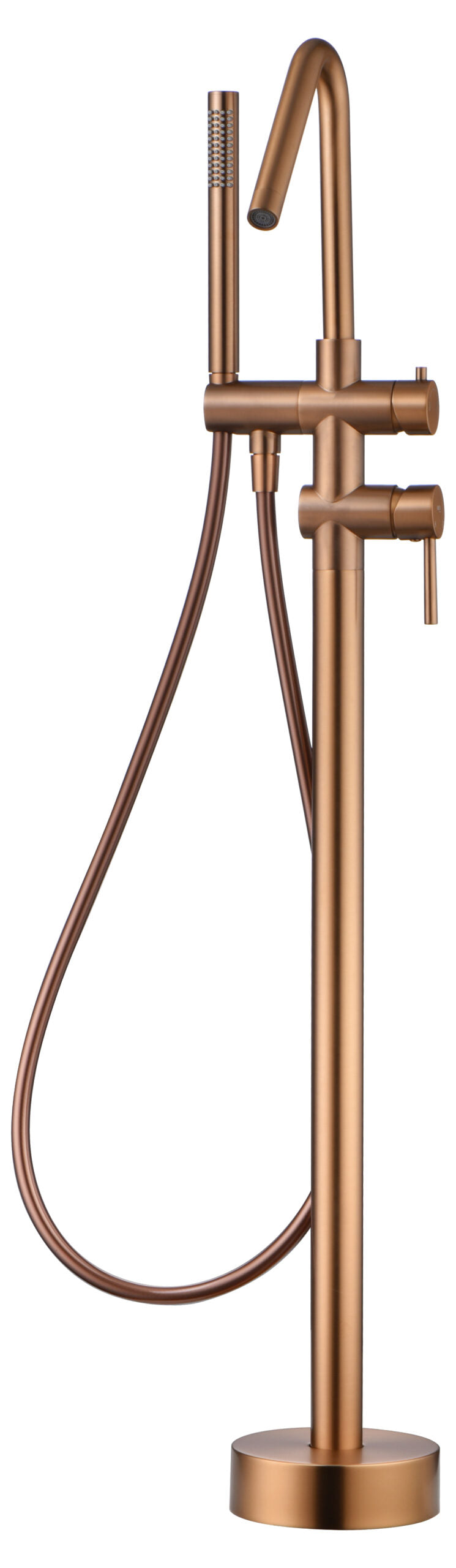 Brushed Rose Gold Freestanding Bathtub Faucet Single Lever, view 2