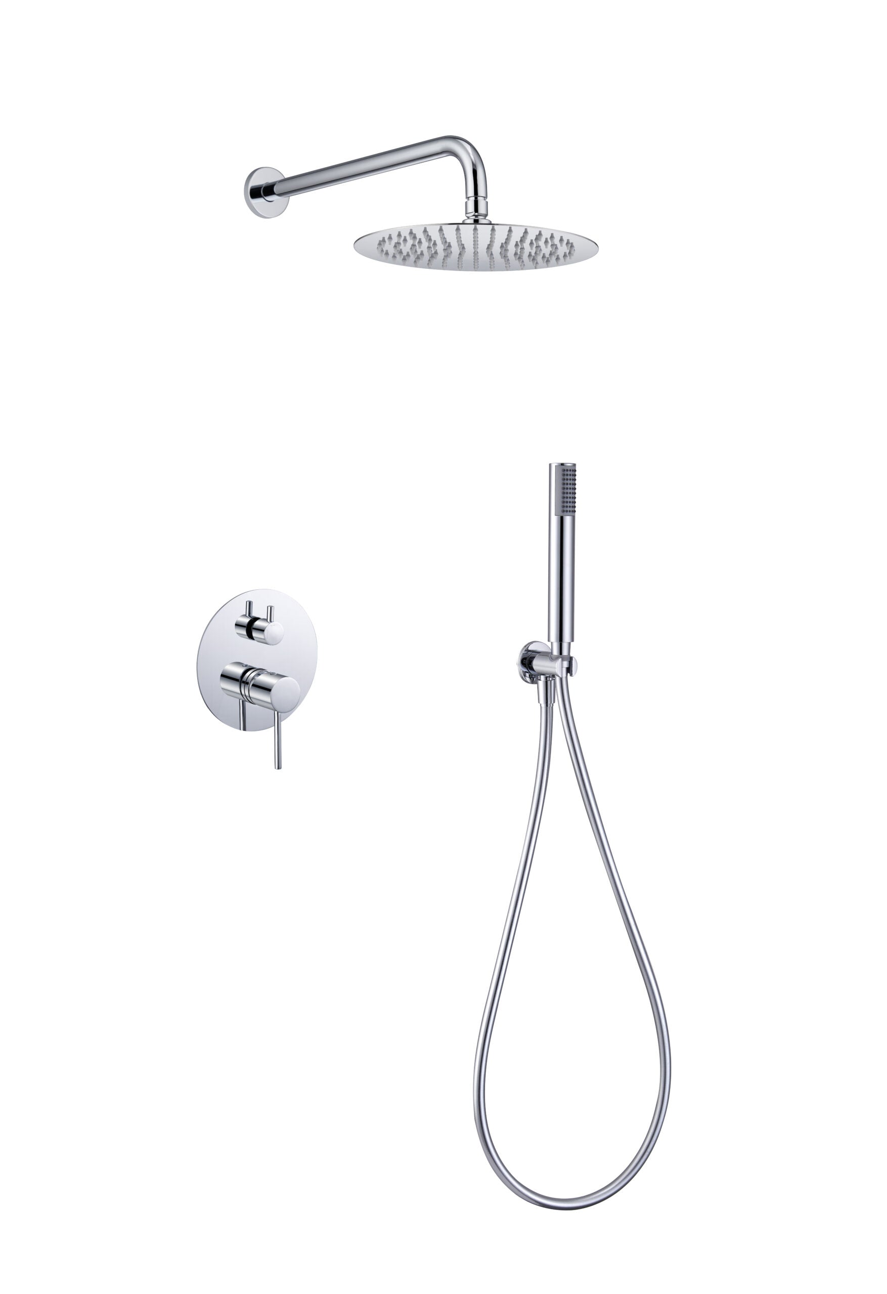 Chrome Recessed Shower Mixer Set Single Handle, view 2
