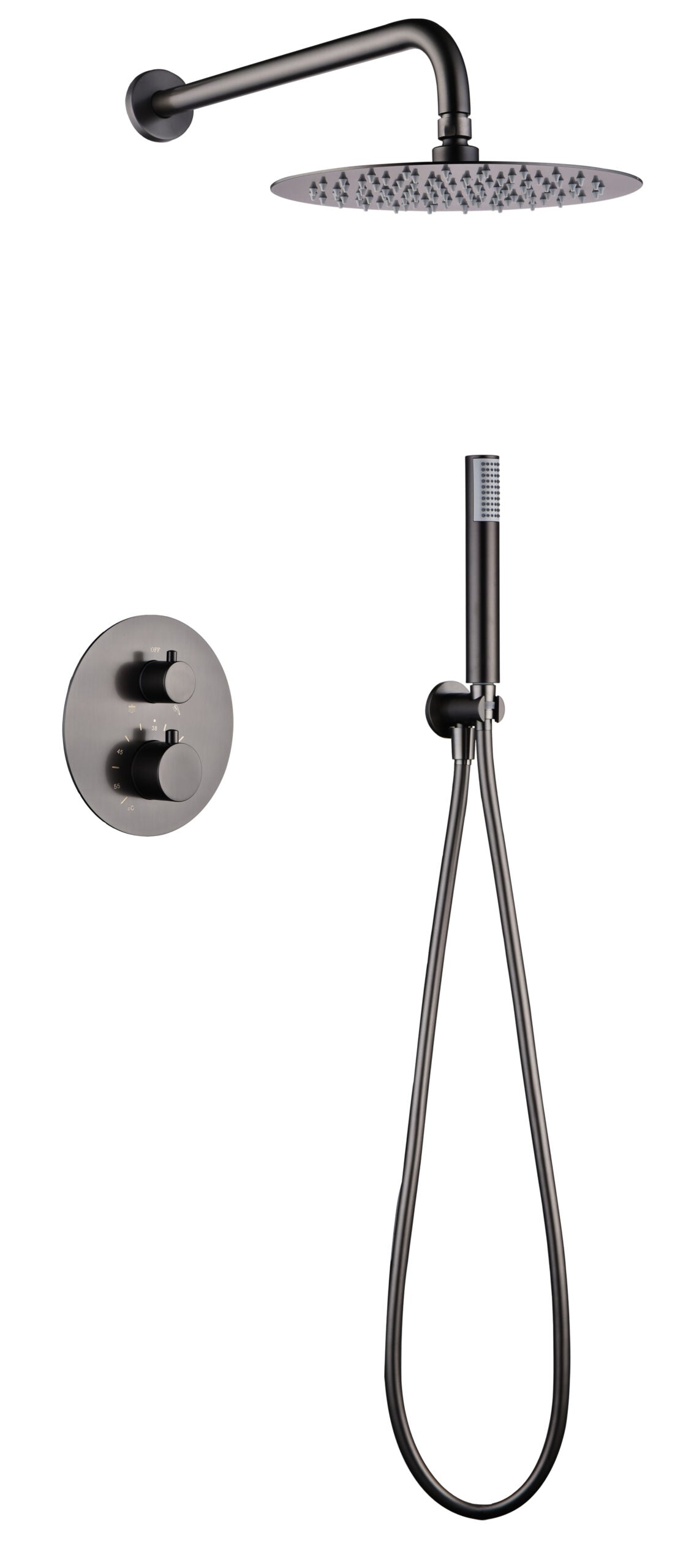 Monza Black Gun Metal Thermostatic Shower Set Built-In, view 2