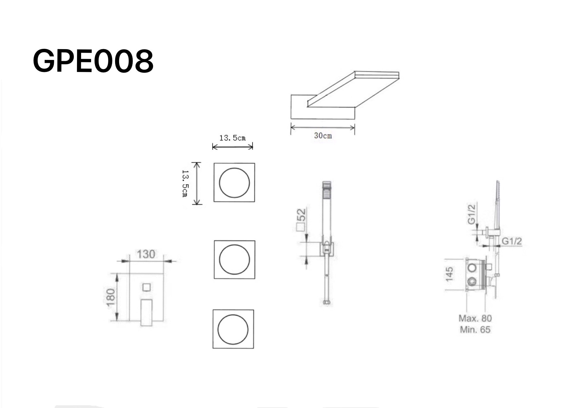 Chrome Single Lever Built-in Shower Set Formentera, view 3