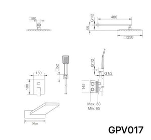 Chrome Single Handle Built-in Shower Set Modern Design, view 3
