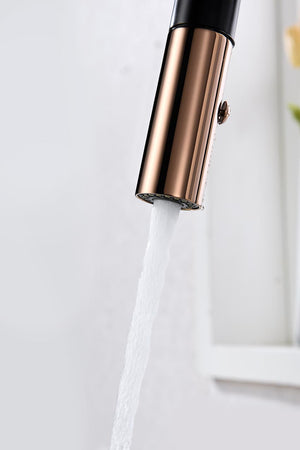 Black Rose Gold Kitchen Faucet Modern Design, detail view