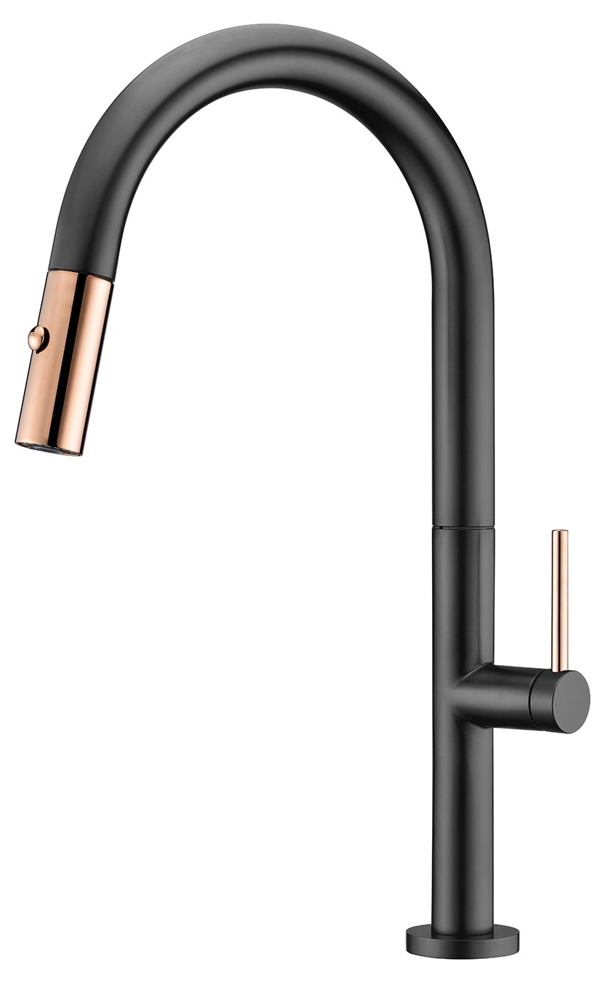 Black Rose Gold Kitchen Faucet Modern Design, view 2