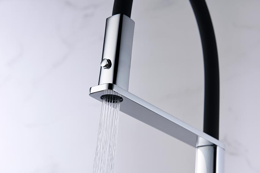 Menorca Chrome Kitchen Faucet Modern Design, detail view