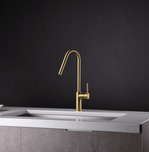 Kenya Brushed Gold Kitchen Faucet Contemporary Design, view 5