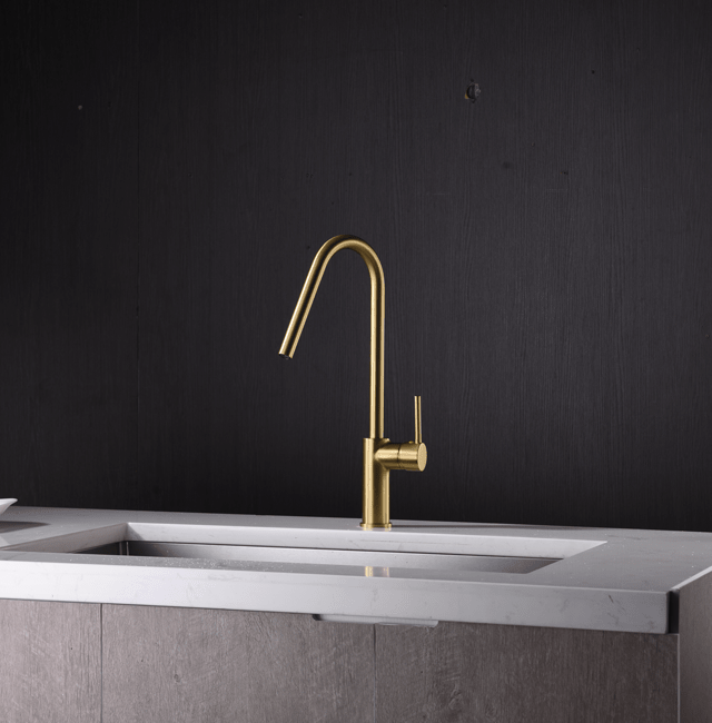 Kenya Brushed Gold Kitchen Faucet Contemporary Design, view 5