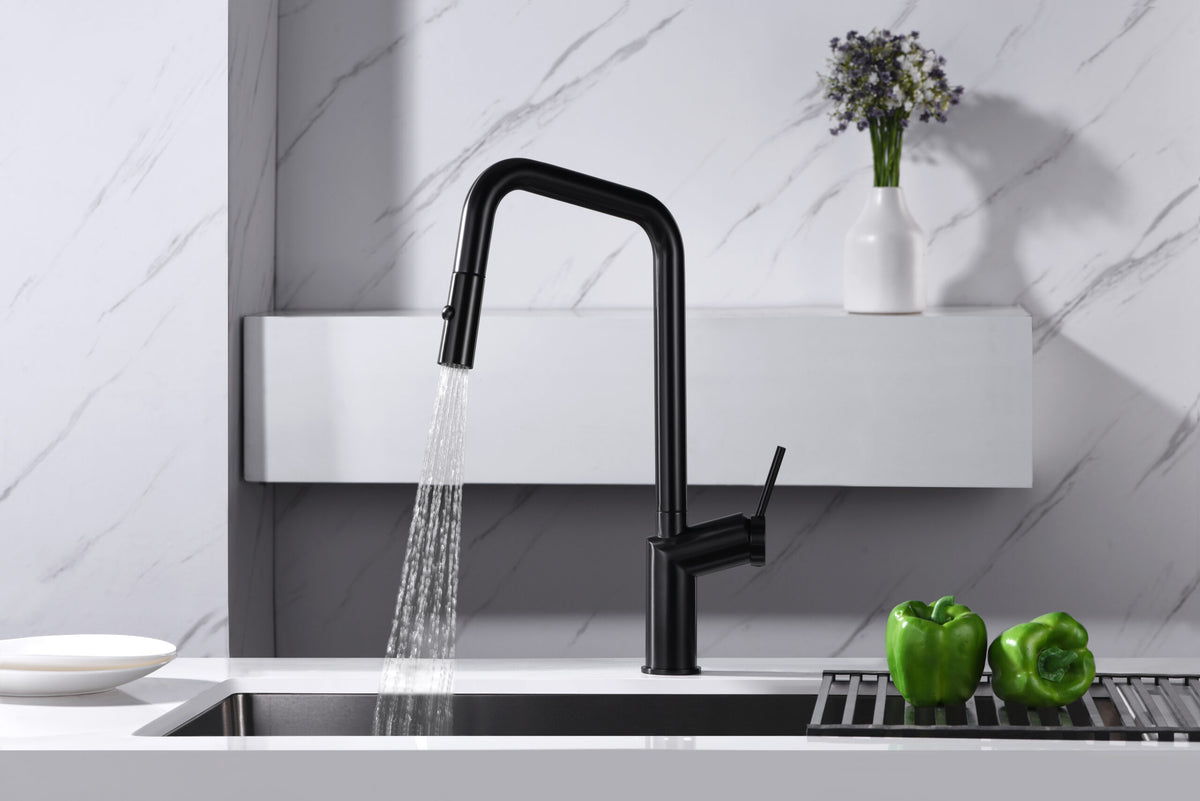 Black Gun Metal Kitchen Faucet Modern Design, view 3