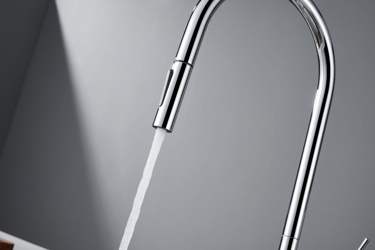 Berna Chrome Kitchen Faucet Modern Design, view 5
