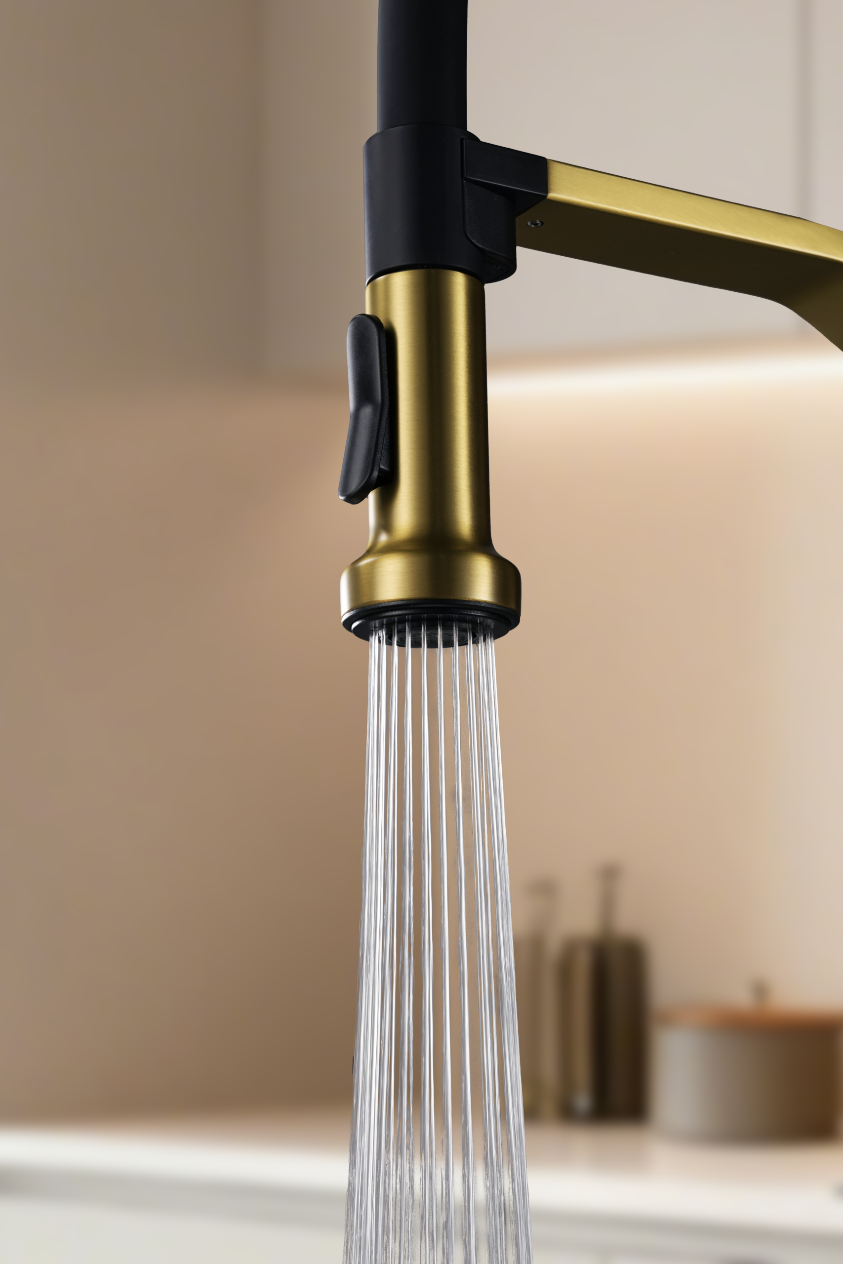 Veneto Brushed Gold Kitchen Mixer Tap, view 3