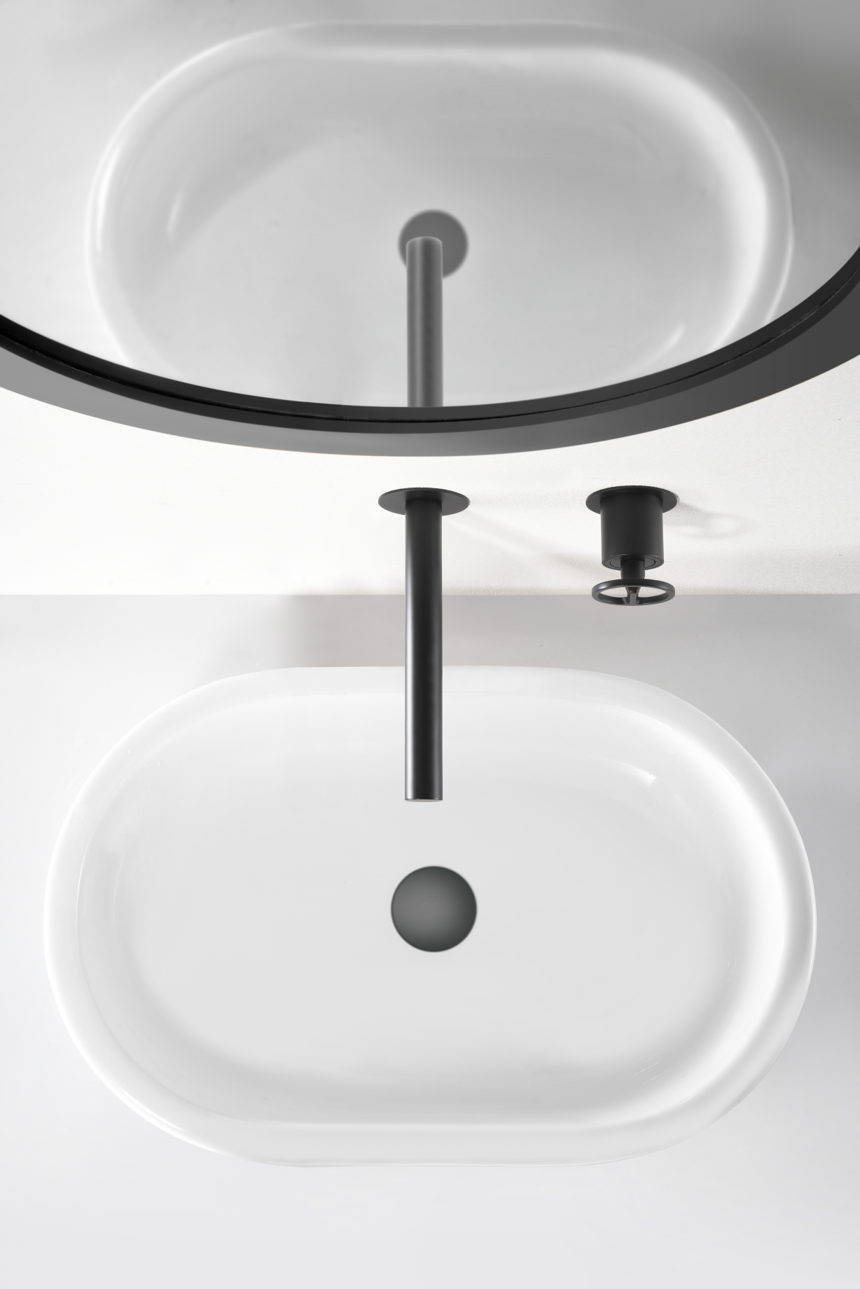Matte Black Built-in Sink Mixer Faucet, in a bathroom setting