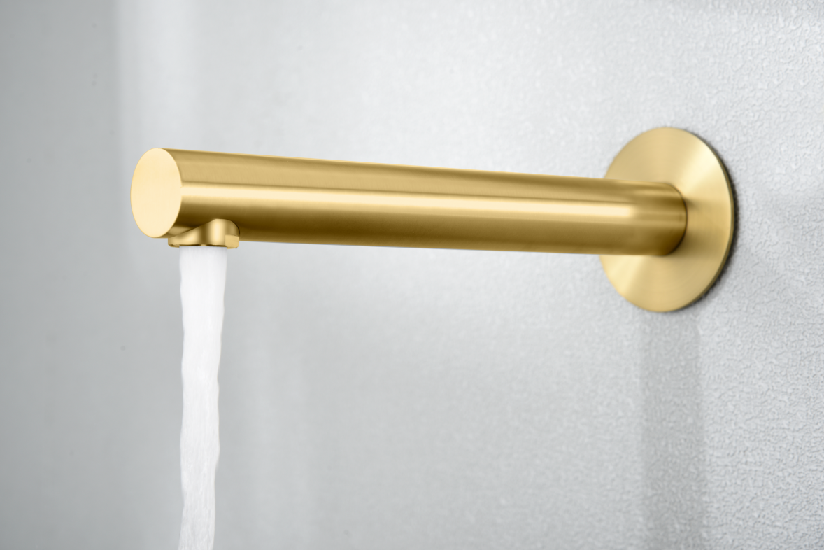 Brushed Gold Built-In Basin Mixer Faucet, detail view