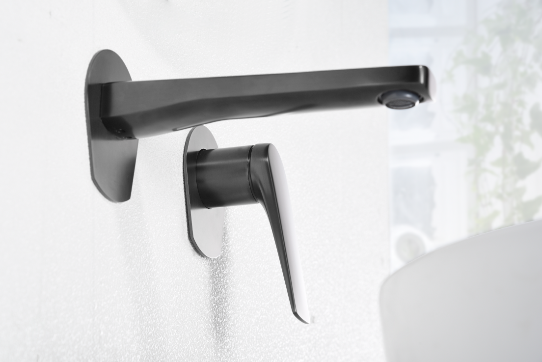 Black Gun Metal Single Handle Basin Faucet, in a bathroom setting