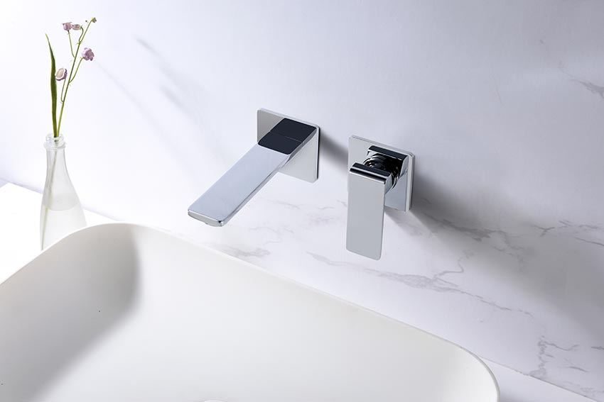 Fiji Chrome Sink Mixer Faucet Built-In Design, in a bathroom setting
