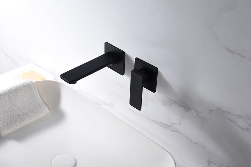 Matte Black Built-in Sink Mixer Faucet, in a bathroom setting