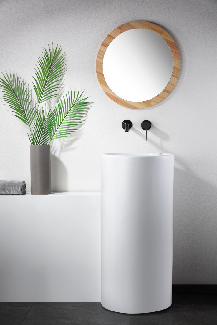 Genoa Gun Metal Basin Mixer Tap Single Lever, in a bathroom setting