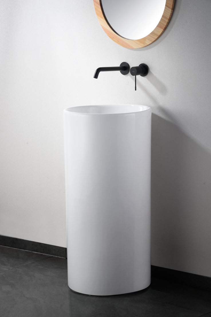Matte Black Basin Mixer Tap with Low Pressure Performance, in a bathroom setting