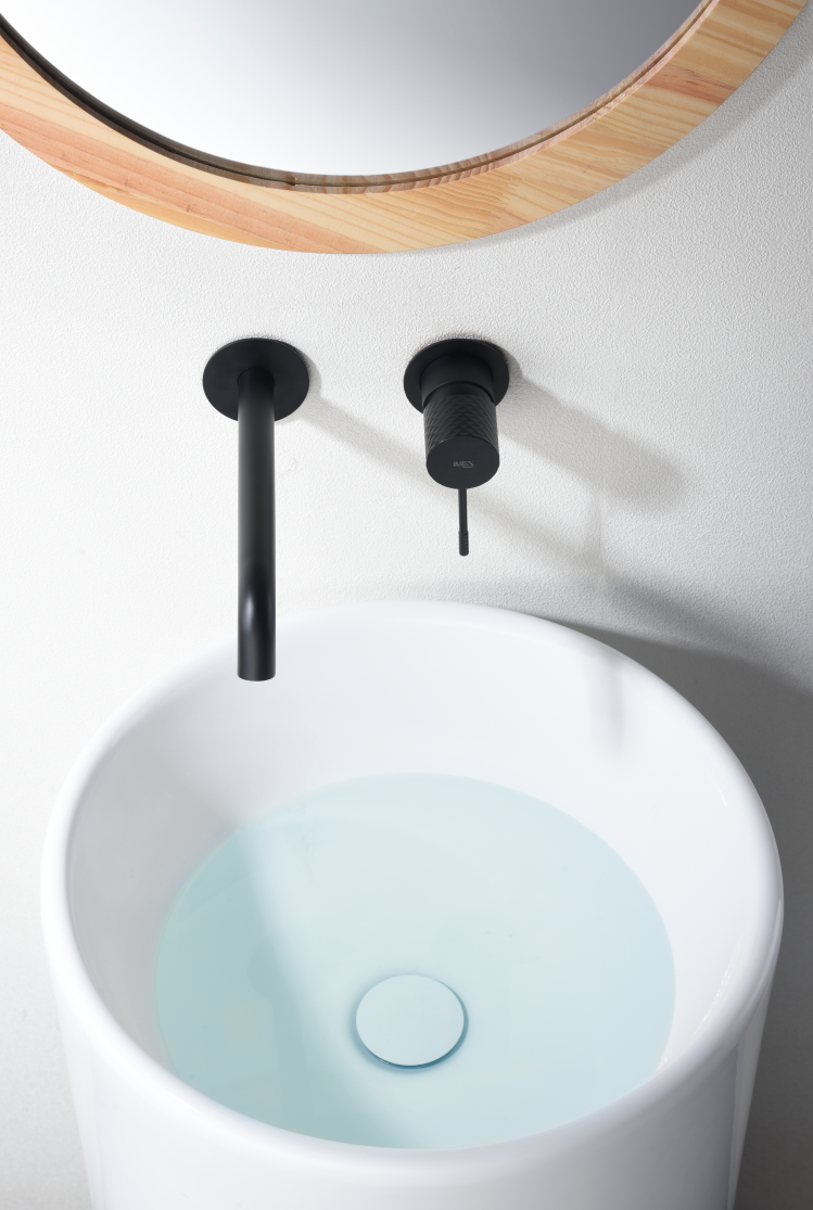 Matte Black Basin Mixer Tap with Low Pressure Performance, detail view