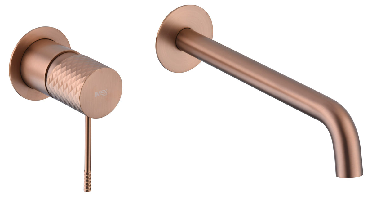Genova Brushed Rose Gold Basin Mixer Faucet, view 8