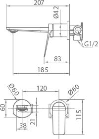 Brushed Gold Single Lever Sink Mixer Faucet, view 4