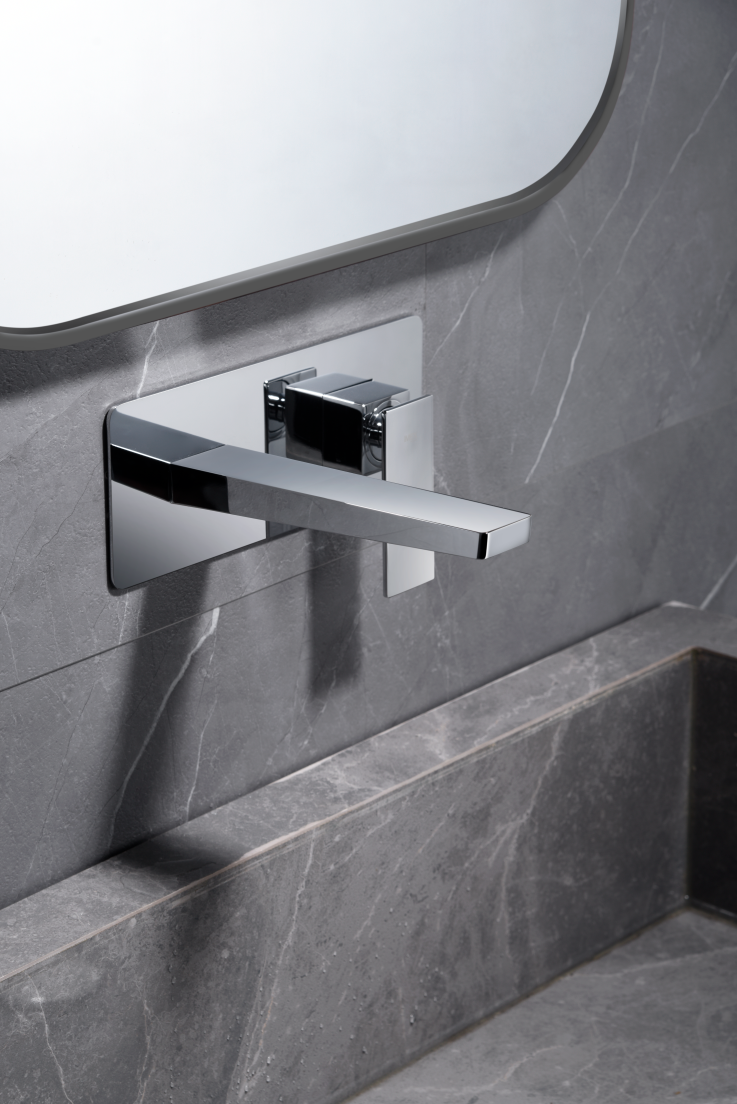 Pisa Chrome Single Lever Basin Faucet Built-In, in a bathroom setting