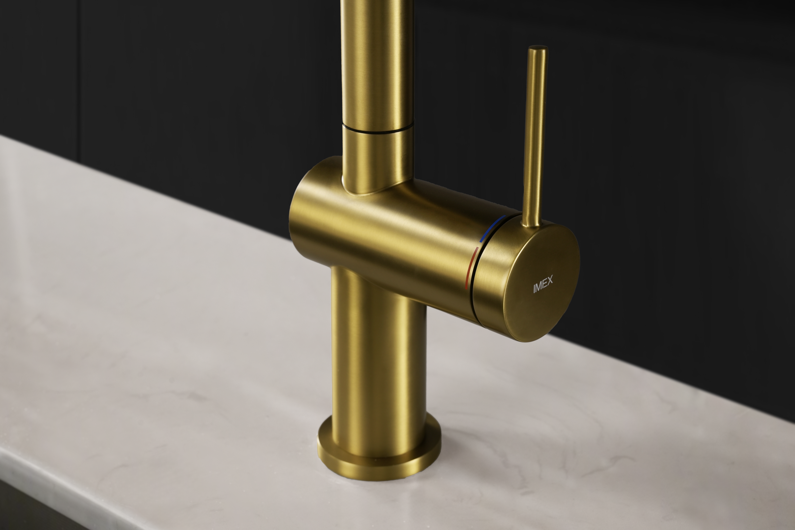 Lazio Brushed Gold Pull Out Kitchen Mixer with Reverse Osmosis Outlet, view 3
