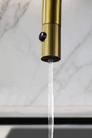 Lazio Brushed Gold Pull Out Kitchen Mixer with Reverse Osmosis Outlet, view 4