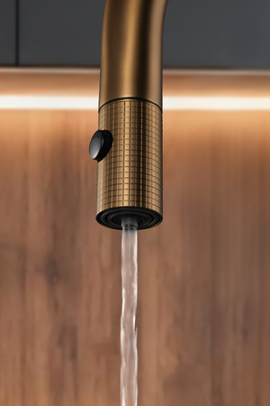 Brushed Rose Gold Pull Out Kitchen Mixer with Reverse Osmosis Outlet, view 3