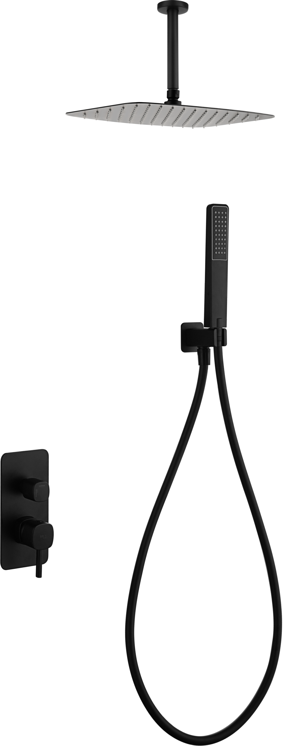 Arezzo Matte Black Concealed Single Lever Shower Set, main product view