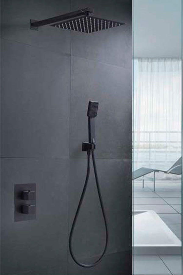 Matte Black Thermostatic Built-in Shower Set, view 2