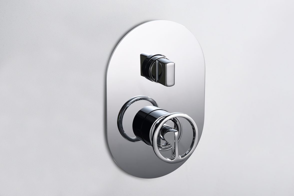 Olimpo Chrome Recessed Shower Set Single Handle, mixer detail