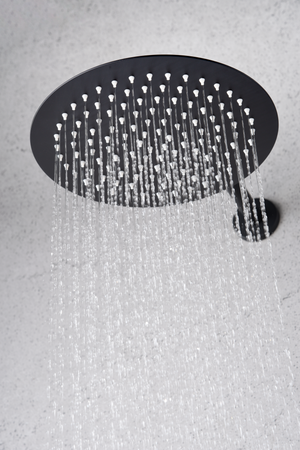 Matte Black Built-in Single-Lever Shower Set, rain head detail