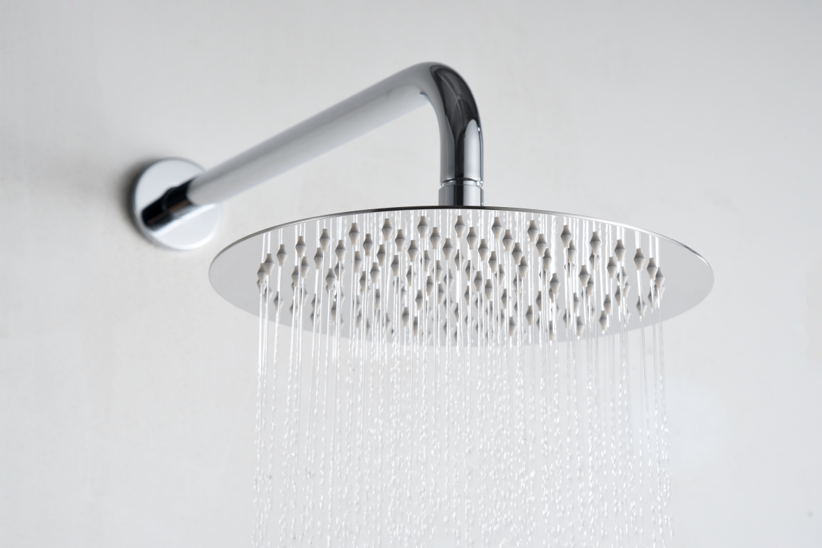 Olimpo Chrome Recessed Shower Set Single Handle, rain head detail